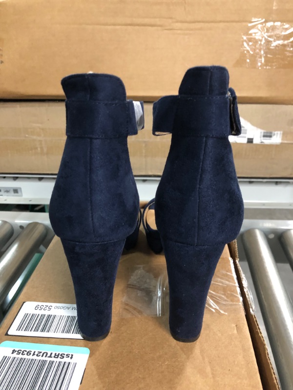 Photo 5 of *SEE NOTES* IDIFU Women's IN4 Sabrina Platform Chunky High Heels, Blue Suede, Size:6