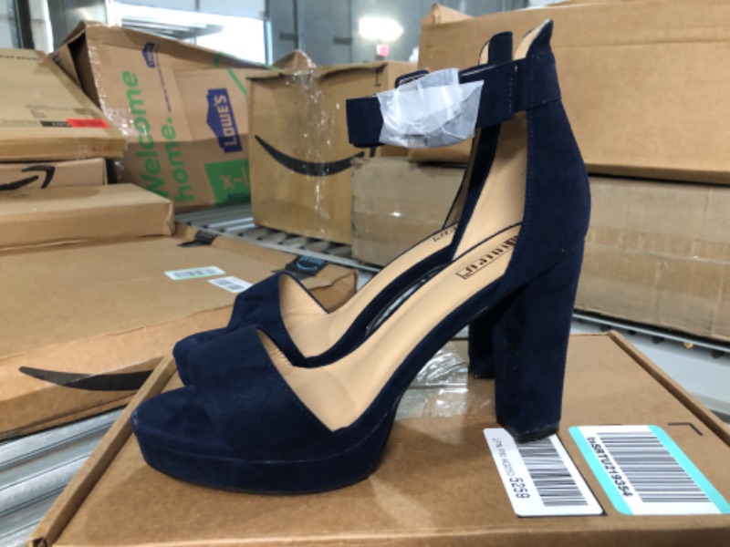 Photo 4 of *SEE NOTES* IDIFU Women's IN4 Sabrina Platform Chunky High Heels, Blue Suede, Size:6