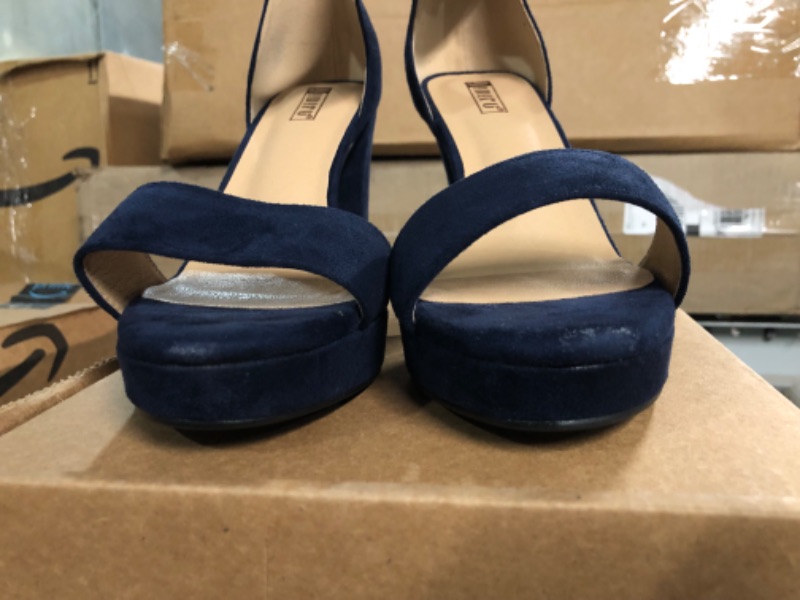 Photo 6 of *SEE NOTES* IDIFU Women's IN4 Sabrina Platform Chunky High Heels, Blue Suede, Size:6