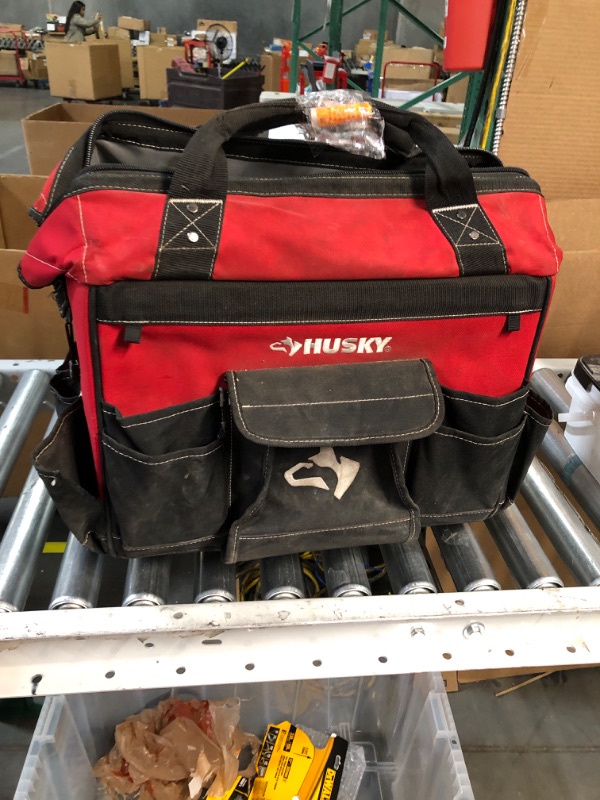 Photo 2 of * USED * 
Husky GP-43196N13 18" 600-Denier Red Water Resistant Contractor's Rolling Tool Tote Bag with Telescoping Handle