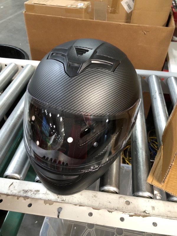 Photo 2 of **USED, HAS SCRATCHES**  Adult Motorcycle Helmet Carbon Fiber Flip Up Full Face Helmet Shockproof Safe Street Bike XL 