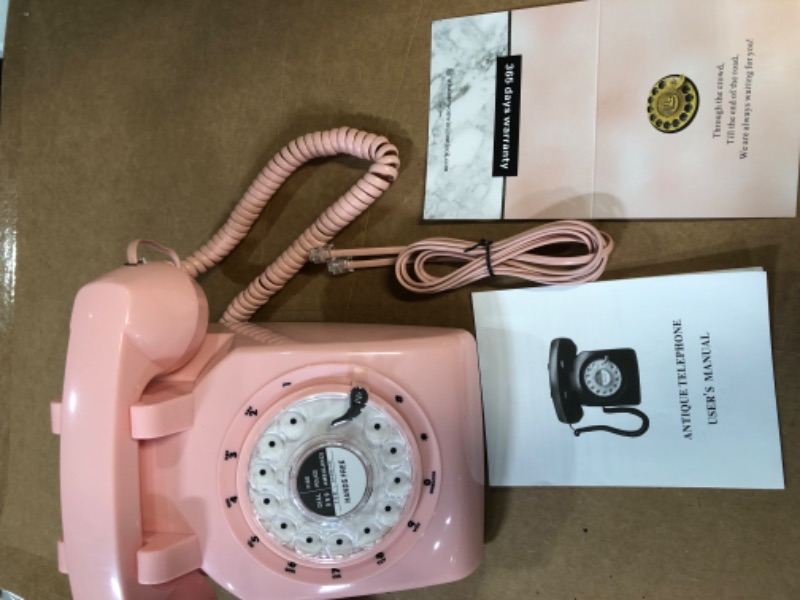 Photo 3 of GloDeals 1960's Style Pink Retro Rotary Phone Old Fashioned Dial Retro Landline Phones for Home Decor Collector Gifts Women's Day Gift