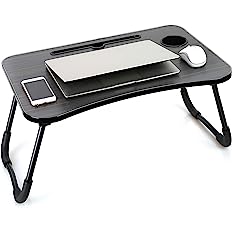 Photo 1 of Laptop Desk Laptop Bed Tray Table Large Foldable Laptop Notebook Stand Desk with Ipad and Cup Holder Perfect for Breakfast, Reading, Working,Watching Movie on Bed/Couch/Sofa (Black Stripe)