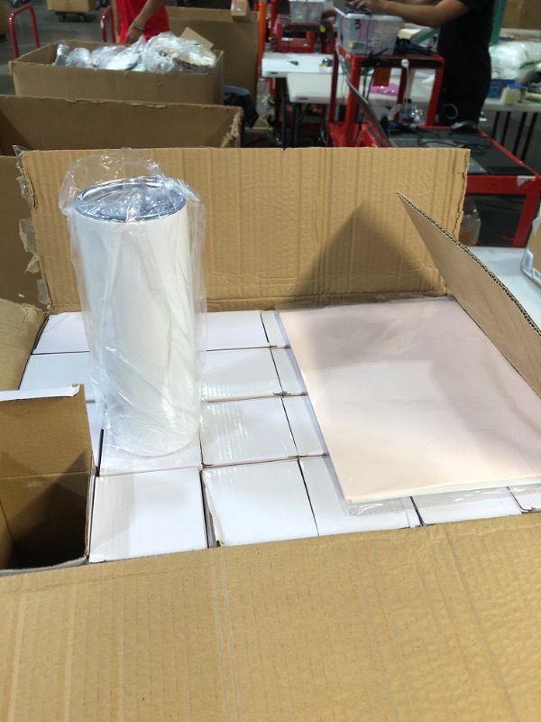 Photo 2 of 24 Pack Sublimation Tumblers Bulk 20 oz Skinny Straight, Sublimation Blanks Double Wall Stainless Steel Skinny Tumbler with Lid and Straw, Shrink Wrap Film, Individually Boxed, for Heat Press Machine