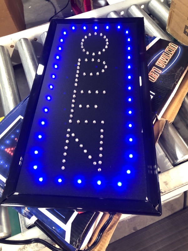 Photo 2 of * DAMAGED * 
Ultima LED Neon Open Sign for Business: Vertical Lighted Sign Open with Flashing Mode 