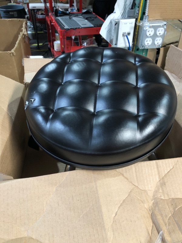 Photo 2 of * USED * 
YongLianBo More Comfortable 360°Swivel Rolling Stool Low Rolling Stool with Thickened Sponge Cushion-10”Height Upgraded Version (Black)