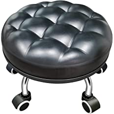 Photo 4 of * USED * 
YongLianBo More Comfortable 360°Swivel Rolling Stool Low Rolling Stool with Thickened Sponge Cushion-10”Height Upgraded Version (Black)
