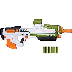 Photo 1 of * USED * 
NERF Halo MA40 Motorized Dart Blaster -- Includes Removable 10-Dart Clip, 10 Official Elite Darts, and Attachable Rail Riser , White