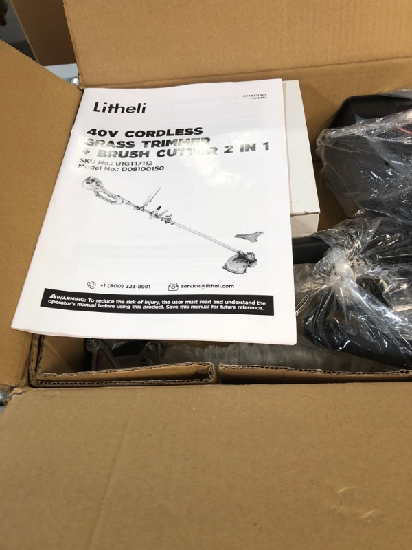 Photo 1 of Litheli 40V Cordless String Trimmer Brushless Motor 14", Battery Powered 2 IN 1 Grass Trimmer and Brush Cutter, 2.0Ah Battery & Charger, Dual Line Bump Feed for Lawn Trimming, Brush Cutting, Lawn Care 40V Brushless