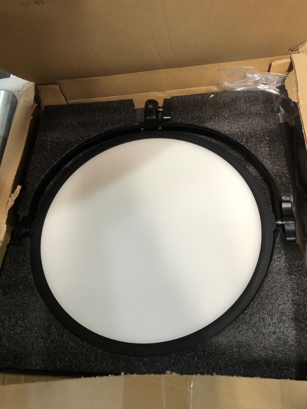 Photo 2 of GVM Desk Mount LED Video Light, 10'' Round Key Light with Built-in Diffuser and LCD Display, Bi-Color Professional Light for Game/Studio/Streaming/YouTube Video Shooting, APP Control CRI 97+