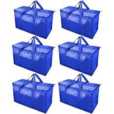 Photo 1 of  6 Pack Extra Large Moving Bags with Zippers & Carrying Handles, Heavy-Duty Storage Tote for Space Saving Moving Storage