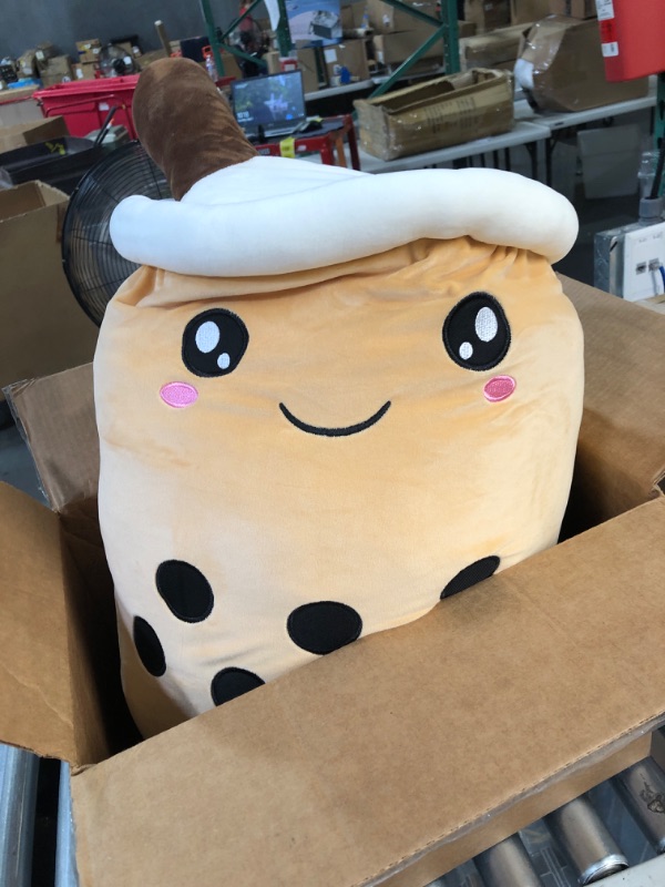 Photo 1 of Boba Plushie, 27.5 in Boba Plush Pillow Toy Gifts for Kids, Valentine, Christmas (Brown Round Eye) 27.5 in Brown Round Eye Boba