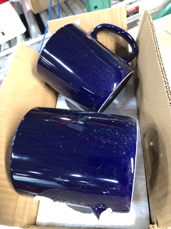 Photo 2 of **ONE CUP HANDLE IS BROKEN** Bycnzb 30oz Super Large Ceramic Coffee Mugs Large Handles Set of 2 (Cobalto)