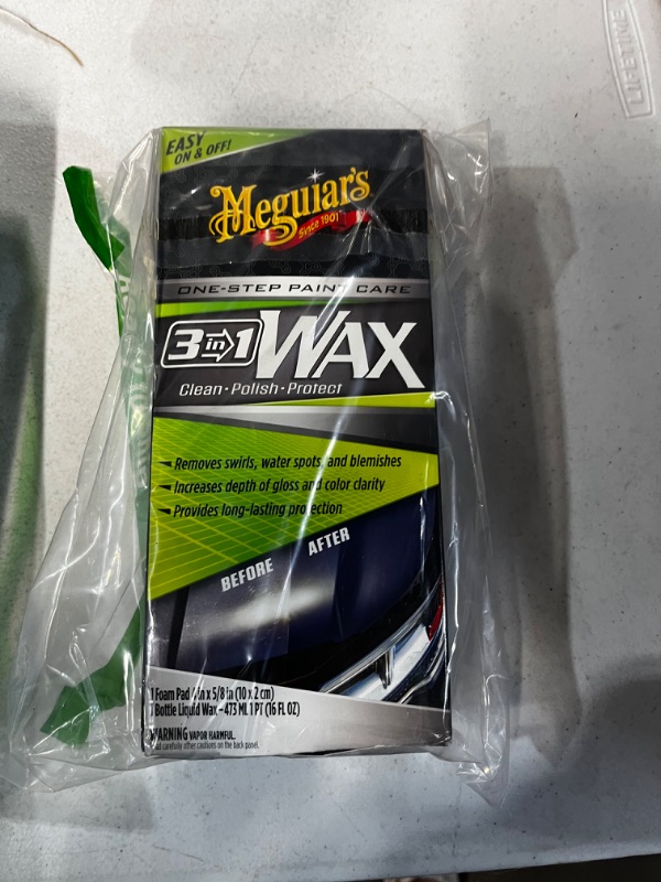 Photo 2 of Meguiar's 3-in-1 Liquid Wax Kit - 16 Oz Bottle and Foam Applicator Pad 16 Oz 3-in-1 Wax Kit