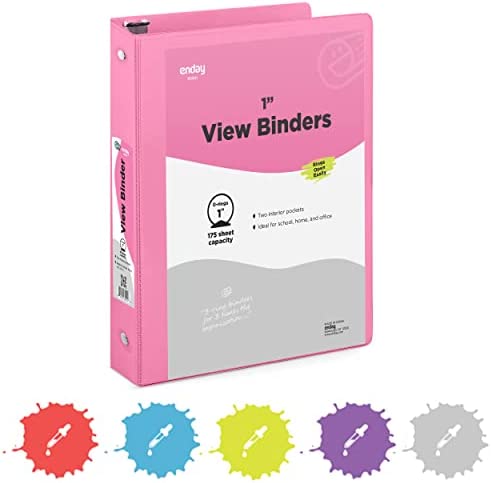 Photo 1 of 3 Inch Binder 3 Ring Binders Blue, Slant D-Ring 3” Clear View Cover with 2 Inside Pockets, Heavy Duty Colored School Supplies Office and Home Binders – by Enday