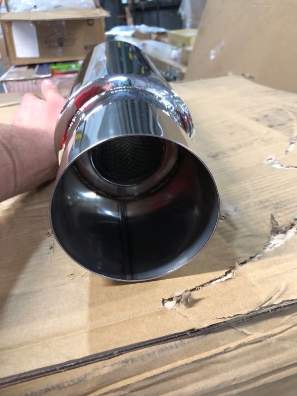 Photo 1 of EVIL ENERGY Exhaust Muffler, Stainless Steel Exhaust Tip, Universal 18.5" Length, Non Burnt, 2.5'' Inlet 4'' Outlet