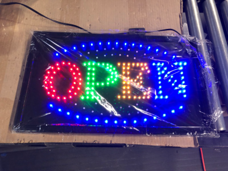 Photo 3 of Anrookie (22x13inch 110v On/off withChain) LED Open Sign, 2 Modes for Stationary Lights or Animated