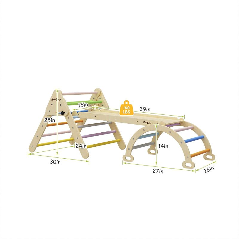 Photo 2 of *Measurements in Pictures* BanaSuper Colorful 3 in 1 Climbing Triangle Ladder with Ramp & Arch 