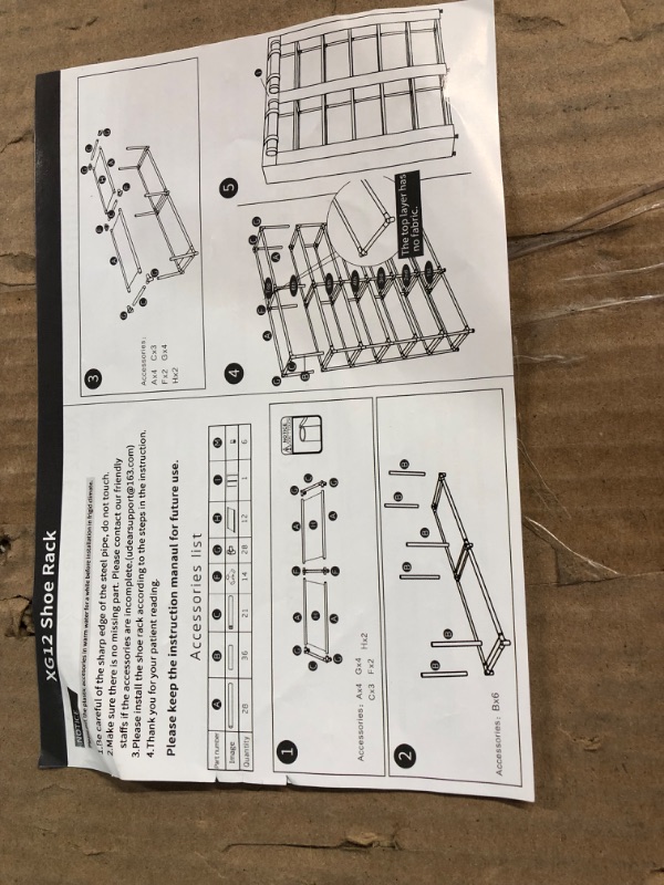 Photo 2 of *Unknown if Missing Pieces* UDEAR Free Standing Portable Shoe Rack, Black 12-Tier 18.58"D x 4.65"W x 17.05"H