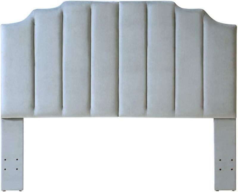 Photo 1 of *Similar to Stock Photo* 24KF Velvet Upholstered Tufted Square Queen Headboard, Grey