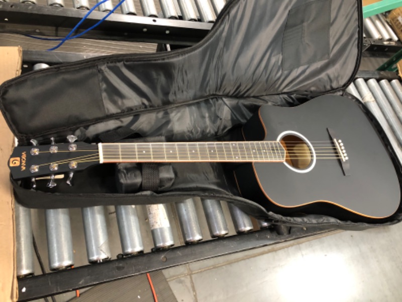 Photo 8 of *Minor Damage* Vangoa Black Full Size Cutaway Acoustic Guitar Starter Kit 41 Inch 