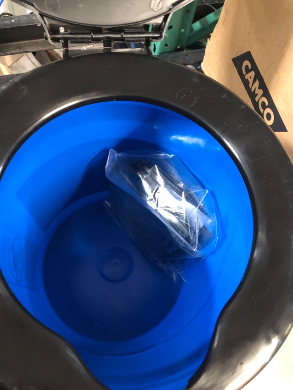 Photo 2 of Camco Portable Toilet with Seat and Cover, 5 Gallons, Blue (41549)