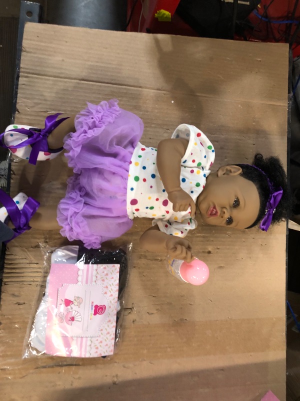 Photo 1 of HOOMAI Lifelike Reborn Baby Dolls with Soft Body African American Realistic Girl Doll 22.8 Inch Best Birthday Gift Set Aria