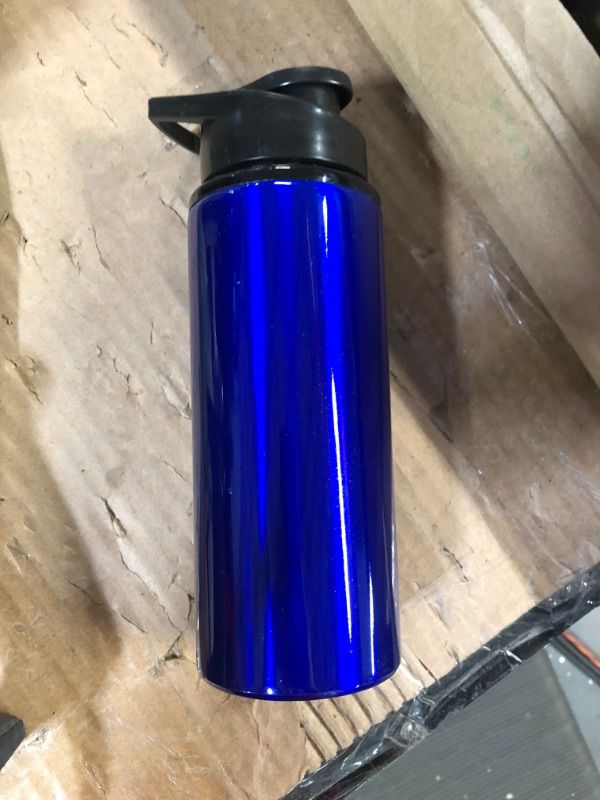 Photo 2 of  Portable Stainless Steel Sports Water Bottles Straight Drink Bicycle Travel Cold Kettle Blue