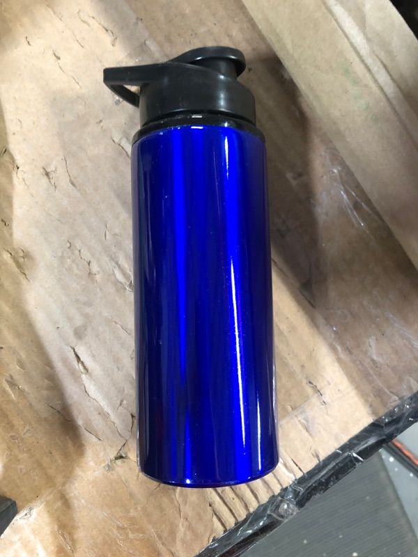 Photo 1 of  Portable Stainless Steel Sports Water Bottles Straight Drink Bicycle Travel Cold Kettle Blue