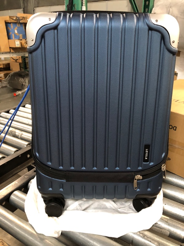 Photo 2 of ***LOCKED****LEVEL8 Grace Carry On Luggage, 20” Hardside Suitcase, Spinner Wheels - Blue, 20-Inch