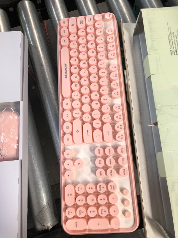 Photo 4 of Pink Wireless Keyboard Mouse Combo, 2.4GHz Wireless Retro Typewriter Keyboard and Mouse Combo