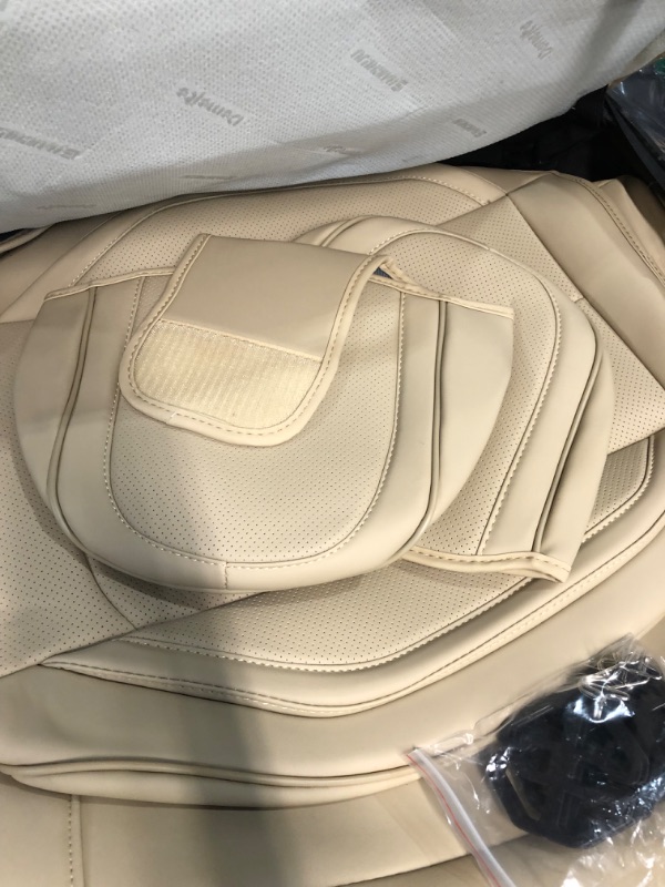 Photo 6 of *USED/SEE NOTES** Coverado Front Seat Covers 2 Pieces, Waterproof Nappa Leather Auto Seat Protectors, Universal Fit for Most Sedans SUV Pick-up Truck, Beige Beige FrontPair