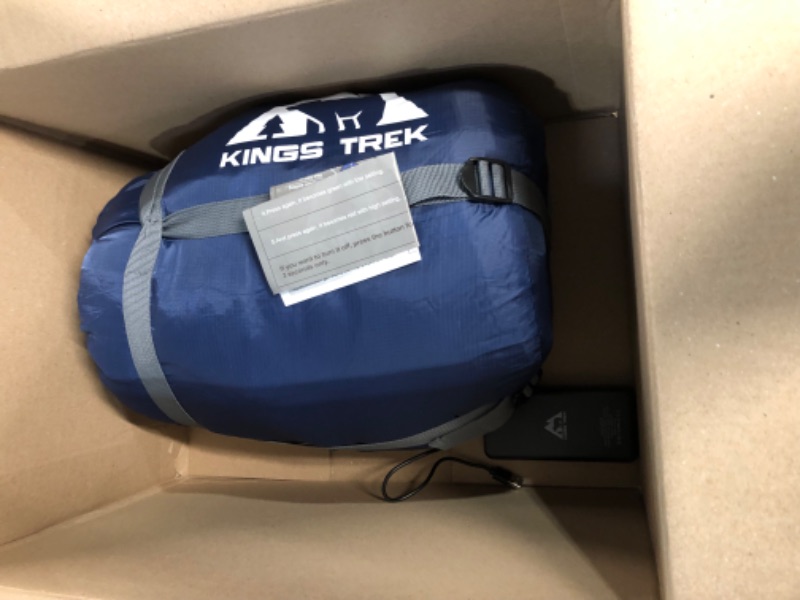 Photo 2 of **USED/UNABLE TO TEST ITEM*** KINGS TREK Sleeping Bag Heated with 20000mAh Battery Pack & Compression Bag, Waterproof Lightweight Sleeping Bag (Black, Blue & Purple)