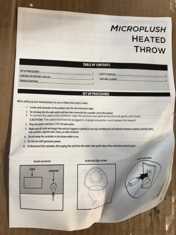 Photo 2 of **SEE NOTES**
Tefici Electric Heated Blanket Throw with 3 Heating Levels & 4 Hours Auto Off, 50" x 60" Camel Throw