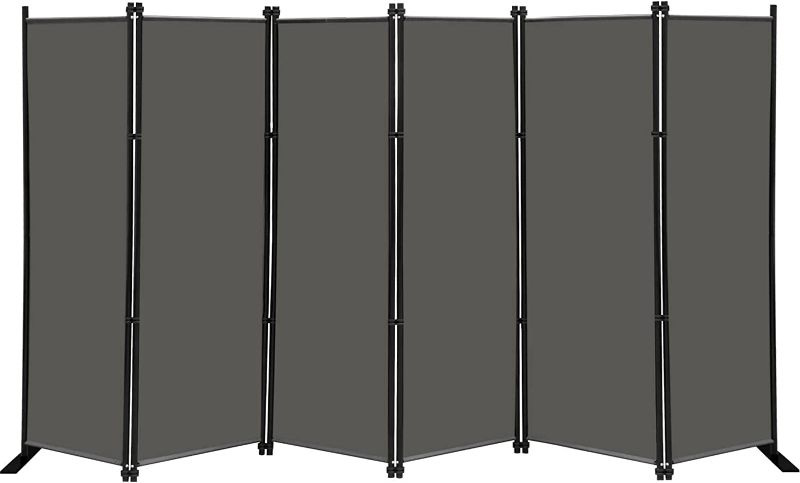 Photo 1 of 6 Panel Folding Privacy Screen, 10ft Wide 6ft Tall Partition Room Divider Portable Office Walls Dividers Room Separator, Brown