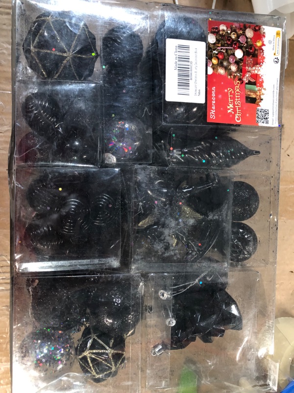 Photo 1 of **SEE NOTES**
SHareconn 100pcs Christmas Balls Ornaments Set, Shatterproof Plastic Decorative Baubles, Black