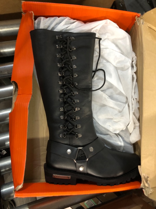 Photo 3 of Milwaukee Leather Women's 14" Full Lacing Classic Harness Boot Square Toe Black 10.5 W 10.5 Wide Regular