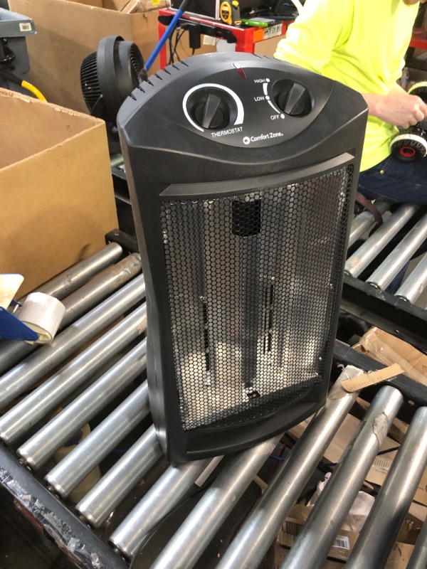 Photo 2 of **used** Comfort Zone CZQTV007BK 1,500-Watt Electric Quartz Infrared Radiant Tower Heater with 2 Heat Settings and Overheat Protection, Black