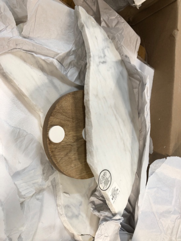 Photo 1 of **broken** Mud Pie 41140011 Marble Lazy Susan White, 16" dia