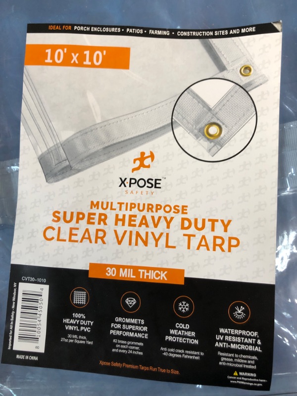 Photo 3 of **NEW** **NO BOX** 10' x 10' Clear Vinyl Tarp - 30 Mil Super Heavy Duty Transparent Waterproof PVC Tarpaulin with Brass Grommets 