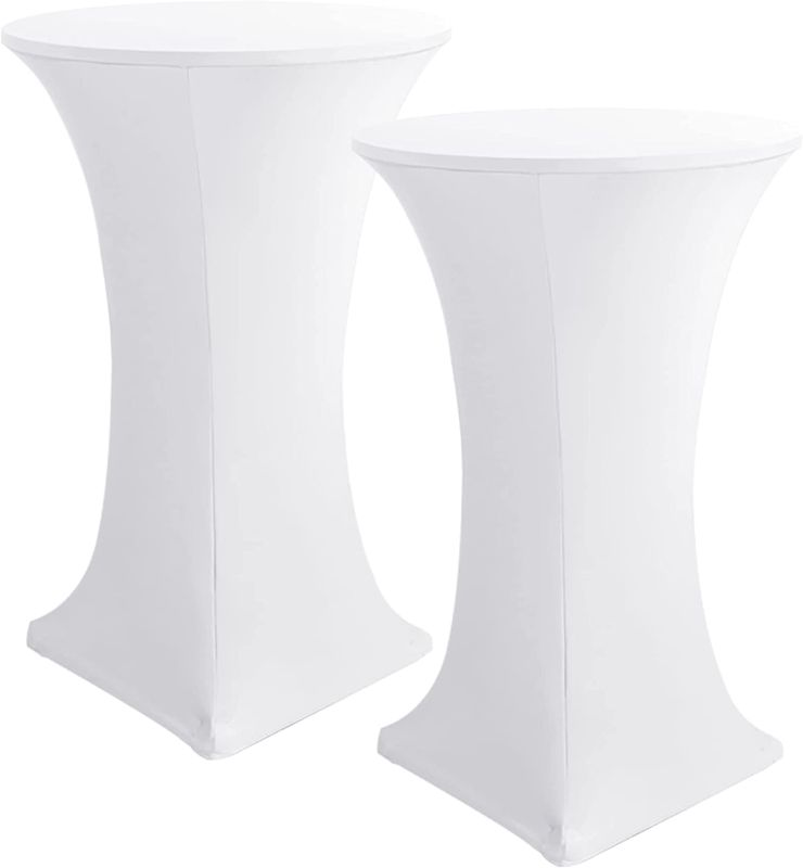 Photo 1 of ***USED*** White Round Cocktail Tablecloth with Stretch Spandex 2 PACK, 8FT, WHITE