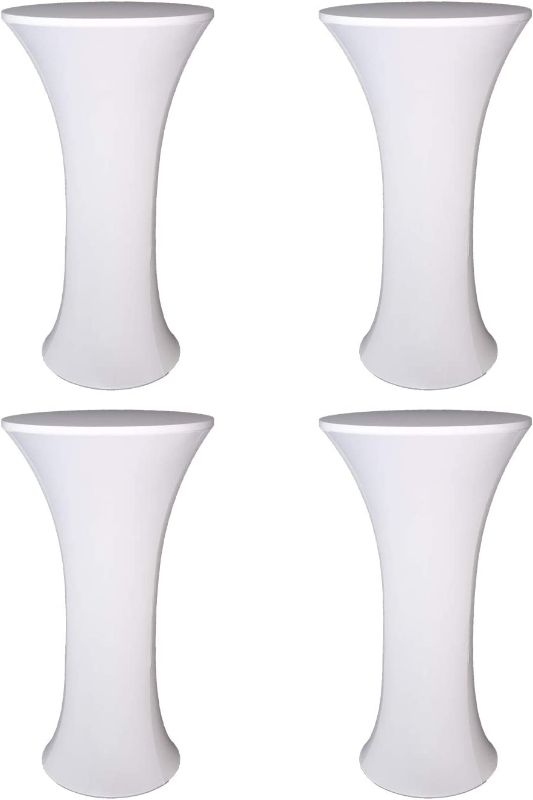 Photo 1 of ***USED*** White Round Cocktail Tablecloth with Stretch Spandex 4 PACK, 8FT, WHITE