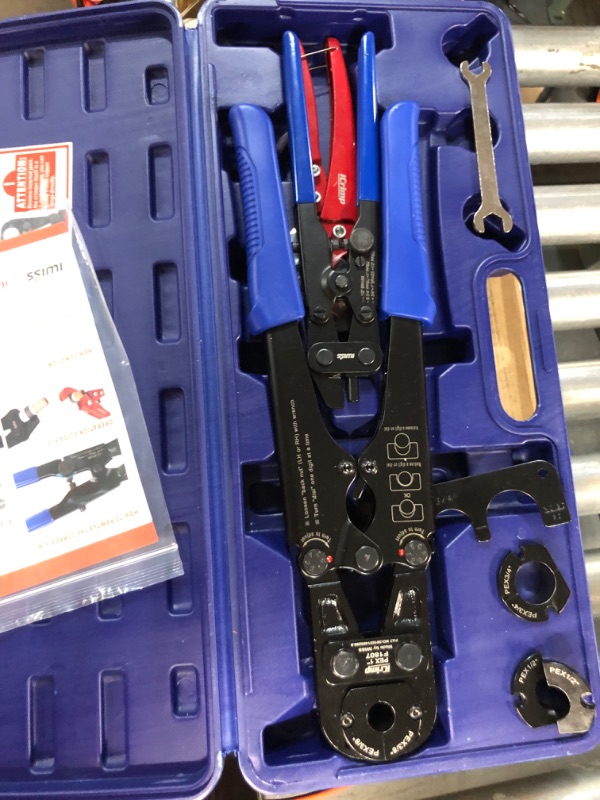 Photo 4 of **USED/SEE NOTES** IWISS F1807 Copper Ring Crimping Tool Kit for 3/8,1/2,3/4,1-inch- Free Removal Tool Pex Pipe CutterGauge- For All US F1807 Sta