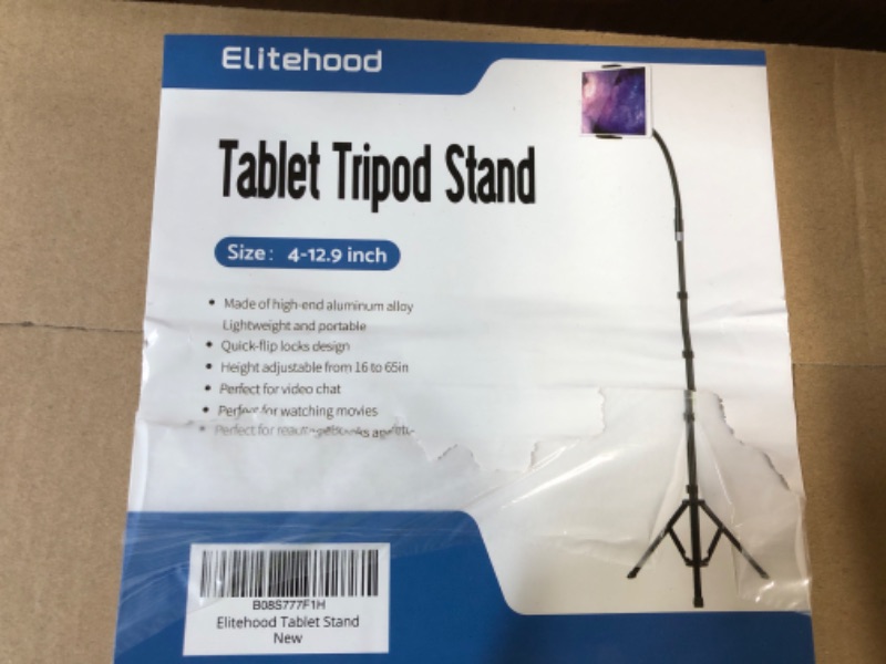 Photo 4 of elitehood Metal iPad Tripod Stand & Adjustable 72’’ Gooseneck Tablet Floor Stand Holder, Heavy Duty Aluminum iPad Floor Stand for iPad Pro 12.9 11, Mini, Air, iPhone and 4.7-12.9" Tablets Cell Phones