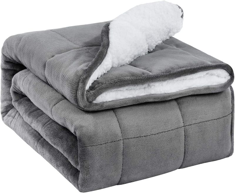 Photo 1 of *SEE NOTES* SHERPA WEIGHTED BLANKET GREY 