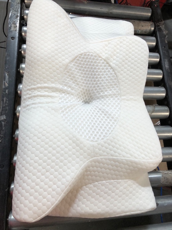 Photo 3 of *USED* Osteo Cervical Pillow   Hollow Design Odorless Memory Foam Pillows with Cooling Case,  Queen(25.5*16.5*5.2/4.1 inches) White