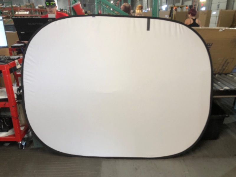 Photo 2 of Fovitec Reversible Black and White Double-Sided Muslin Pop-Up Backdrop 5'x6.5' for Headshot and Portrait Photography, Vlogging and Video Conferencing Black/White