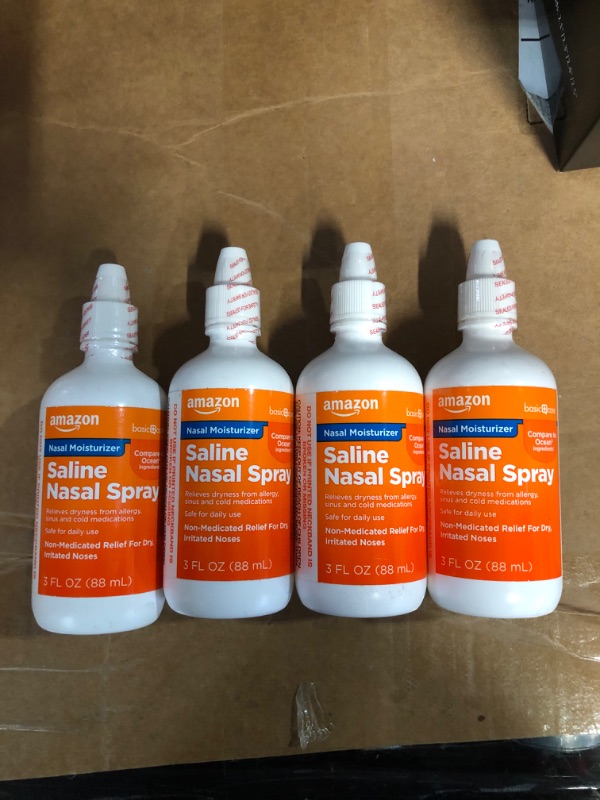 Photo 2 of Amazon Basic Care Premium 3FL OZ Saline Nasal Moisturizing Spray, 12 Ounces Total 4 PACK 