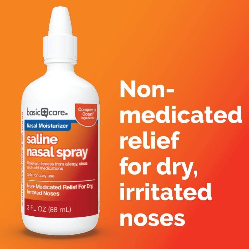 Photo 1 of Amazon Basic Care Premium 3FL OZ Saline Nasal Moisturizing Spray, 12 Ounces Total 4 PACK 