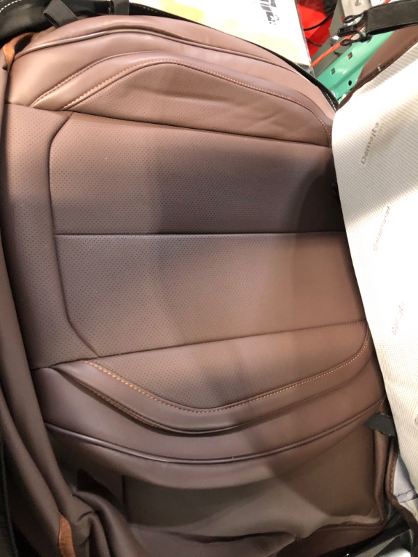 Photo 5 of Coverado Car Seat Covers 5 Pieces, Waterproof Nappa Leather Auto Brown FullSet